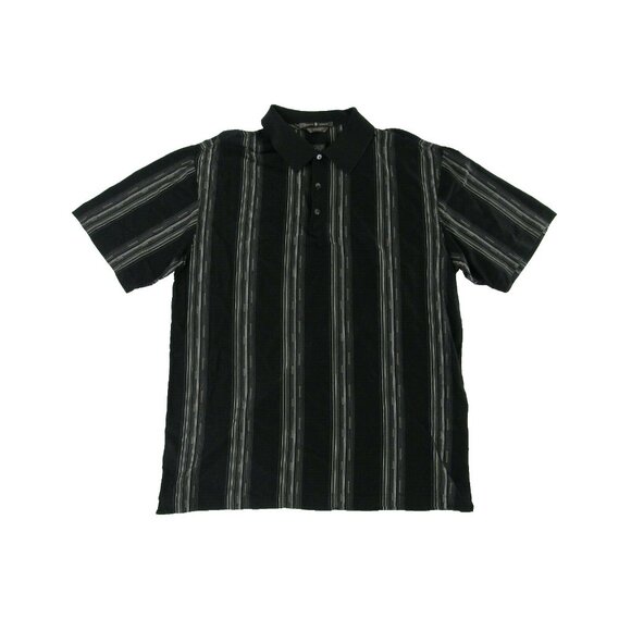 Nike Tiger Woods Mens Golf Polo Shirt L Black Striped Short Sleeve - Picture 1 of 7